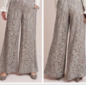 Anthropologie Feather Bone Lace Wide Leg Pant